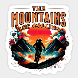 The Mountains are Calling Mountain Bike Design Sticker